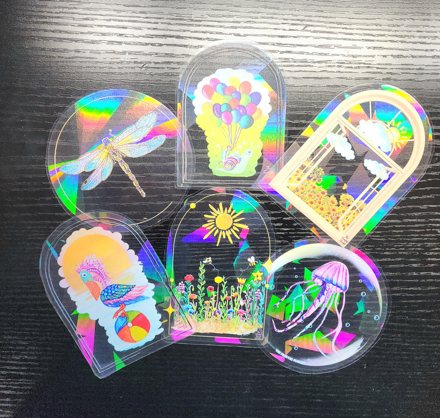 Pelican Suncatcher Sticker - Fractal Suncatcher - Watercolor Painting- Rainbow Prism Light Refraction - Shadow & Light Art- Window Decal