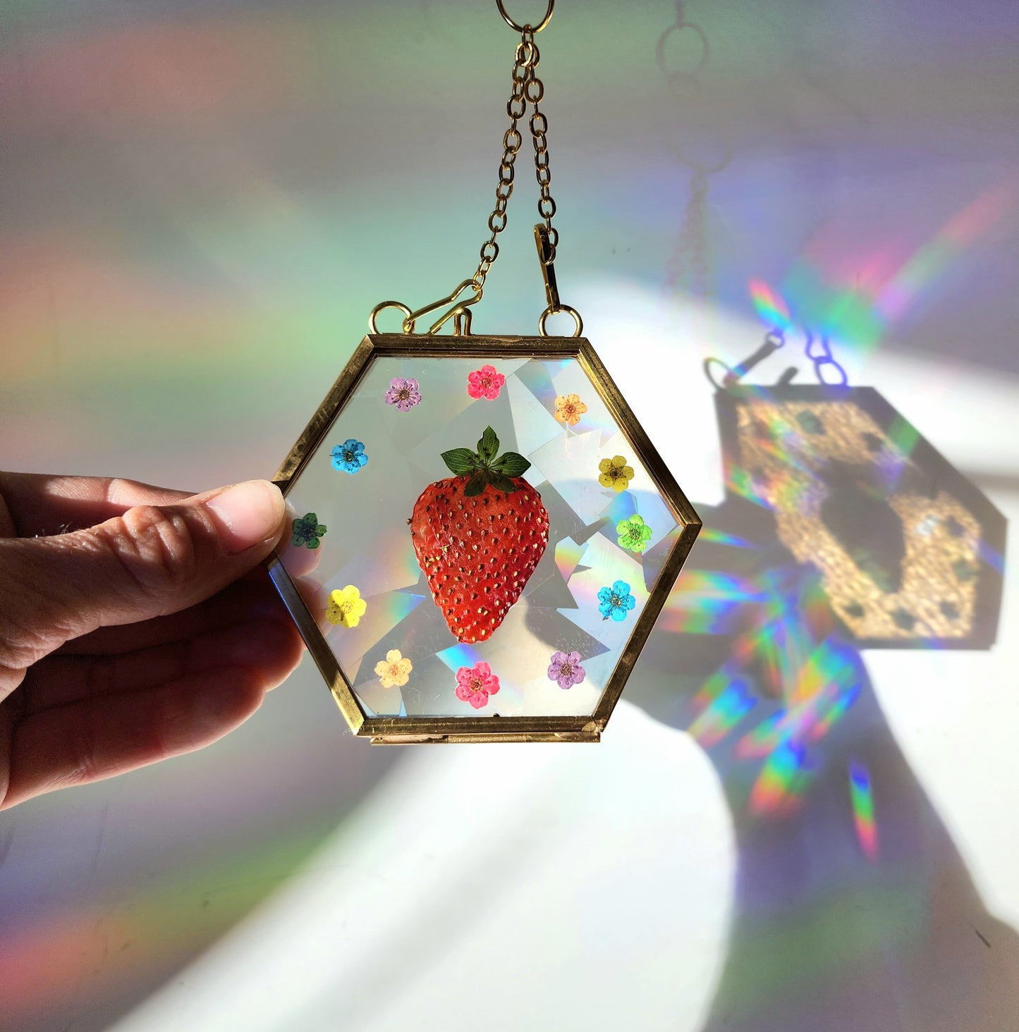 Strawberry Fields - Fractal Floral Suncatcher