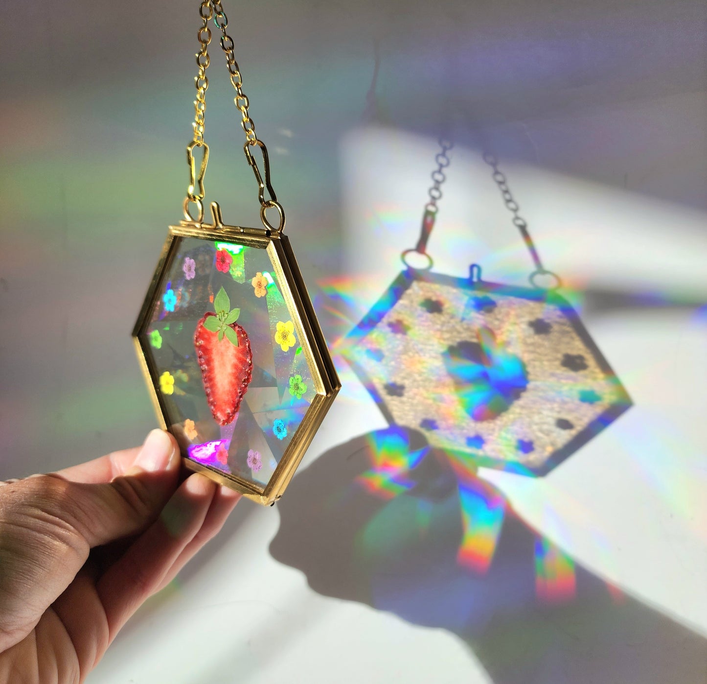 Strawberry Fields - Fractal Floral Suncatcher