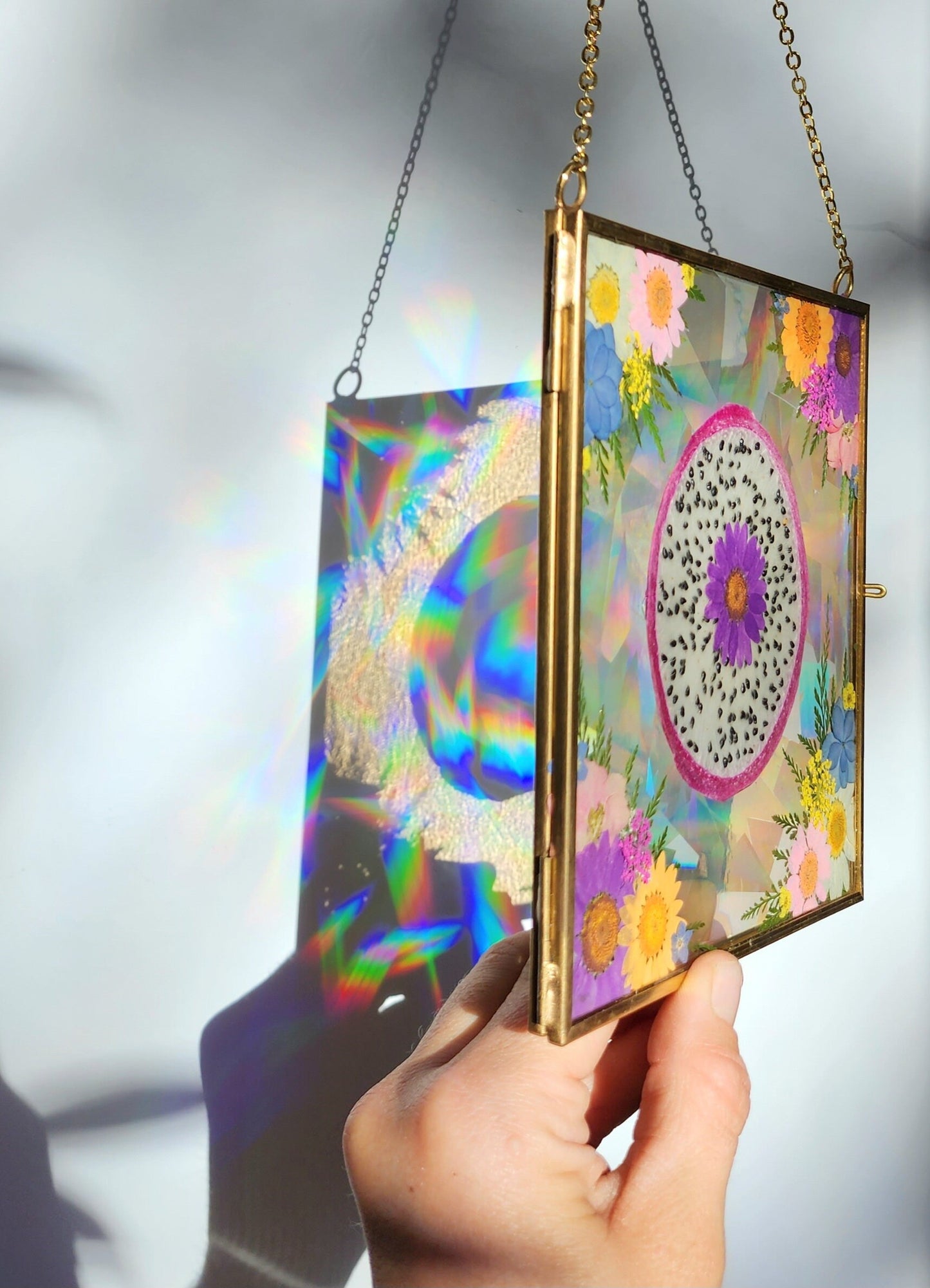Dragonfruit Dreams - Fractal Floral Suncatcher