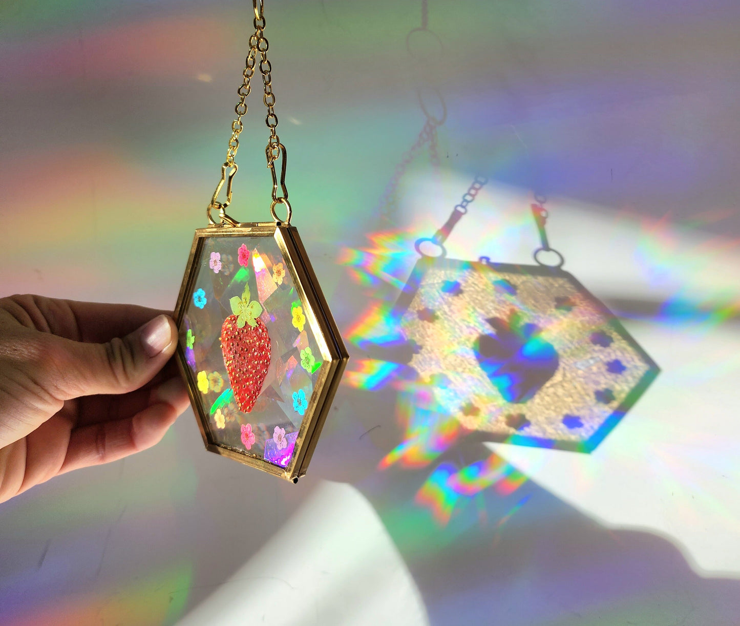 Strawberry Fields - Fractal Floral Suncatcher
