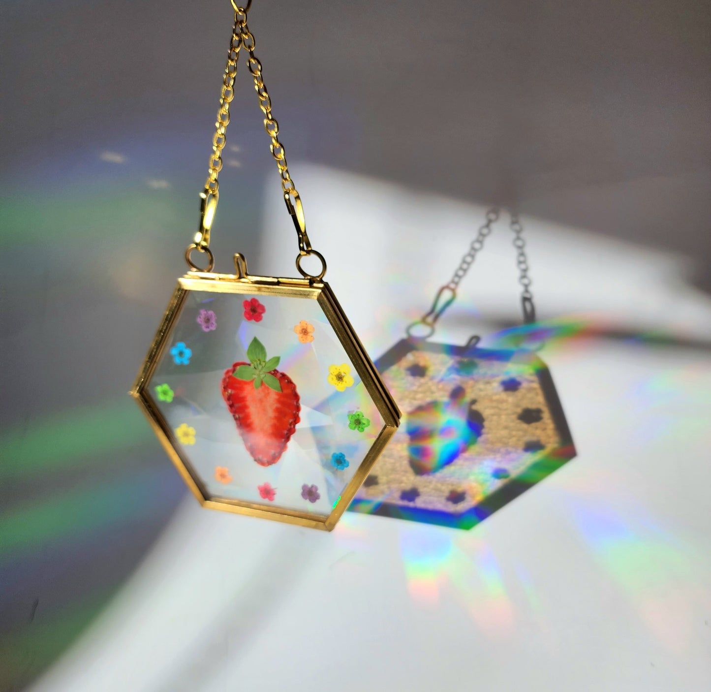 Strawberry Fields - Fractal Floral Suncatcher