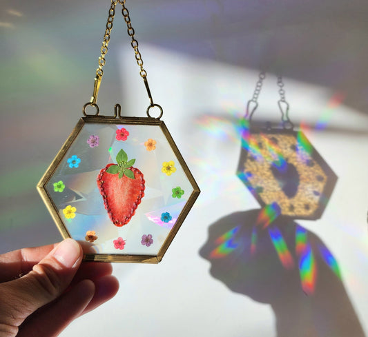Strawberry Fields - Fractal Floral Suncatcher