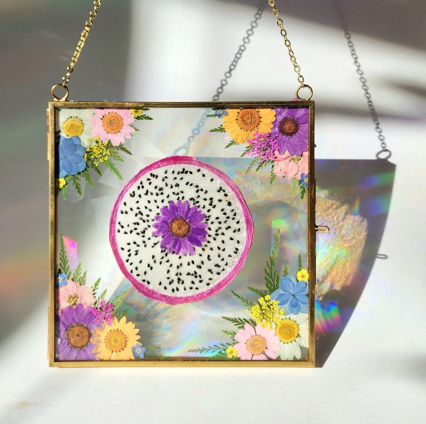 Dragonfruit Dreams - Fractal Floral Suncatcher