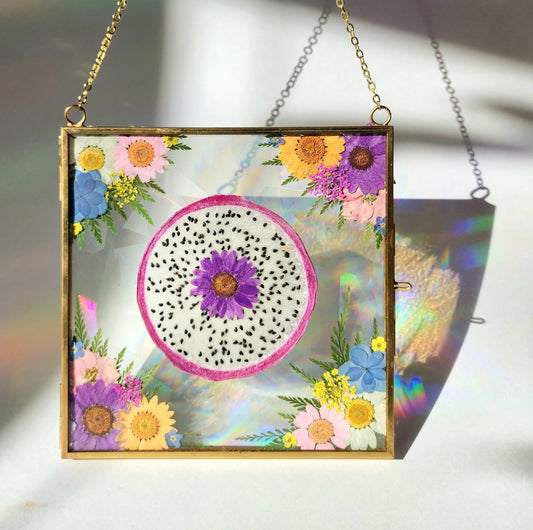 Dragonfruit Dreams - Fractal Floral Suncatcher
